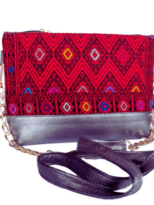 BOLSA  DE PIEL CON TELAR